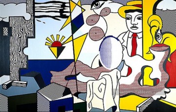 Roy Lichtenstein Painting - figuras con puesta de sol 1978 Roy Lichtenstein